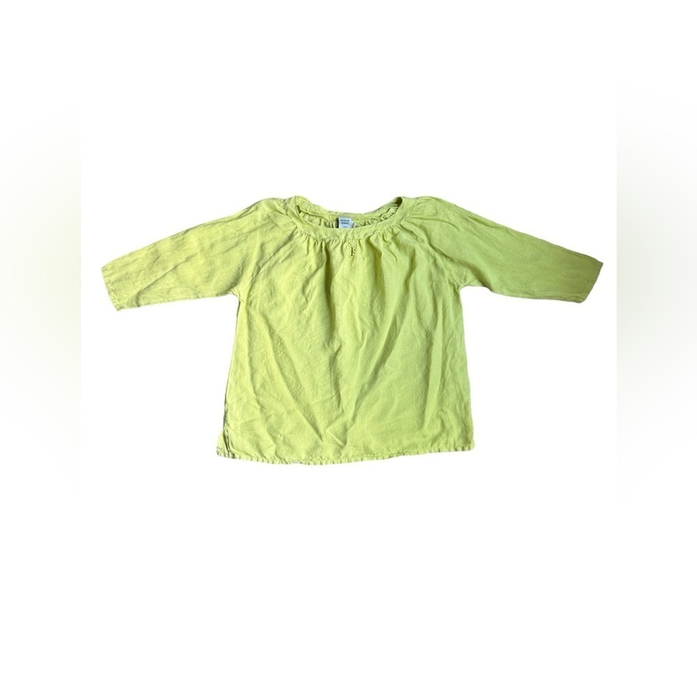 Match Point Top Womens Medium 100% Linen Tunic Top 3/4 Sleeve Boho Oversize​​​​